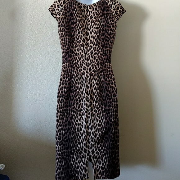 Kay Unger Sheath Dress Size 4 Brown Animal Print - Picture 6 of 8